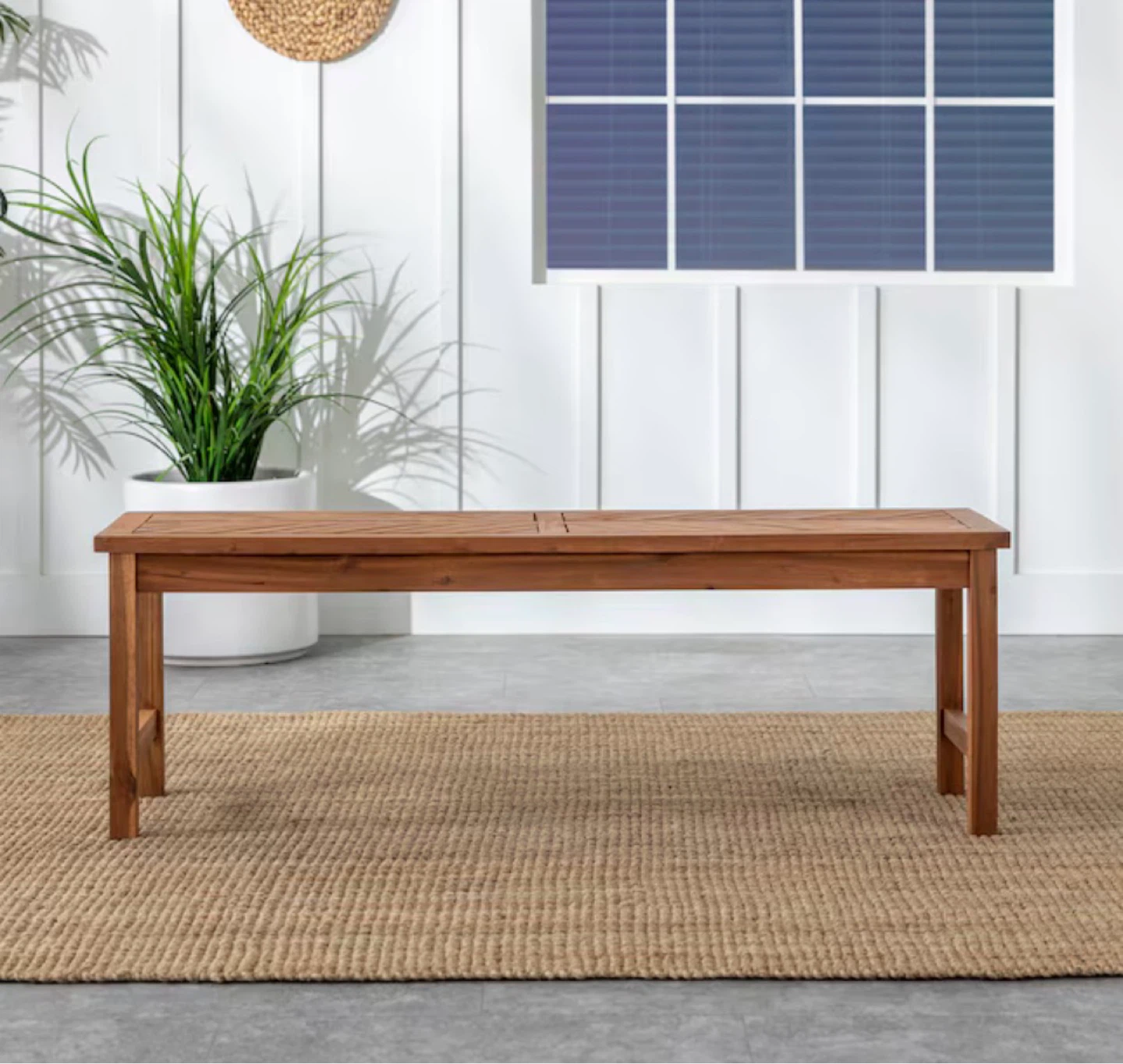 New Acacia Wood Indoor Outdoor Bench Additional Seating - photo 2