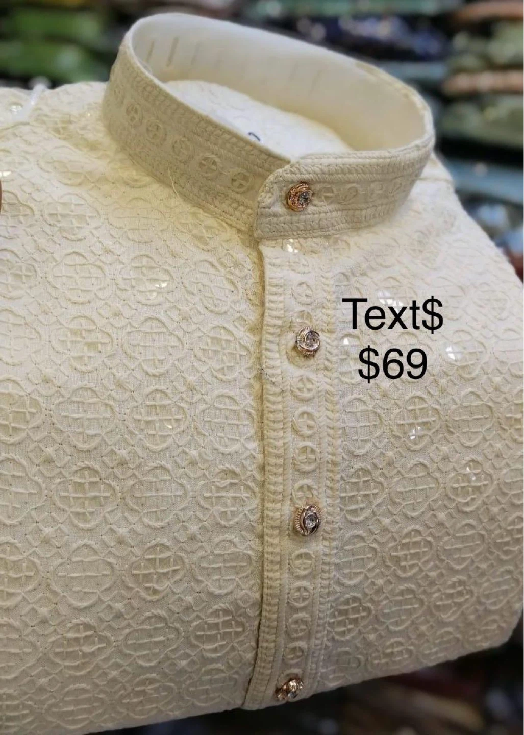 Cream Embroidered Kurta and piajama