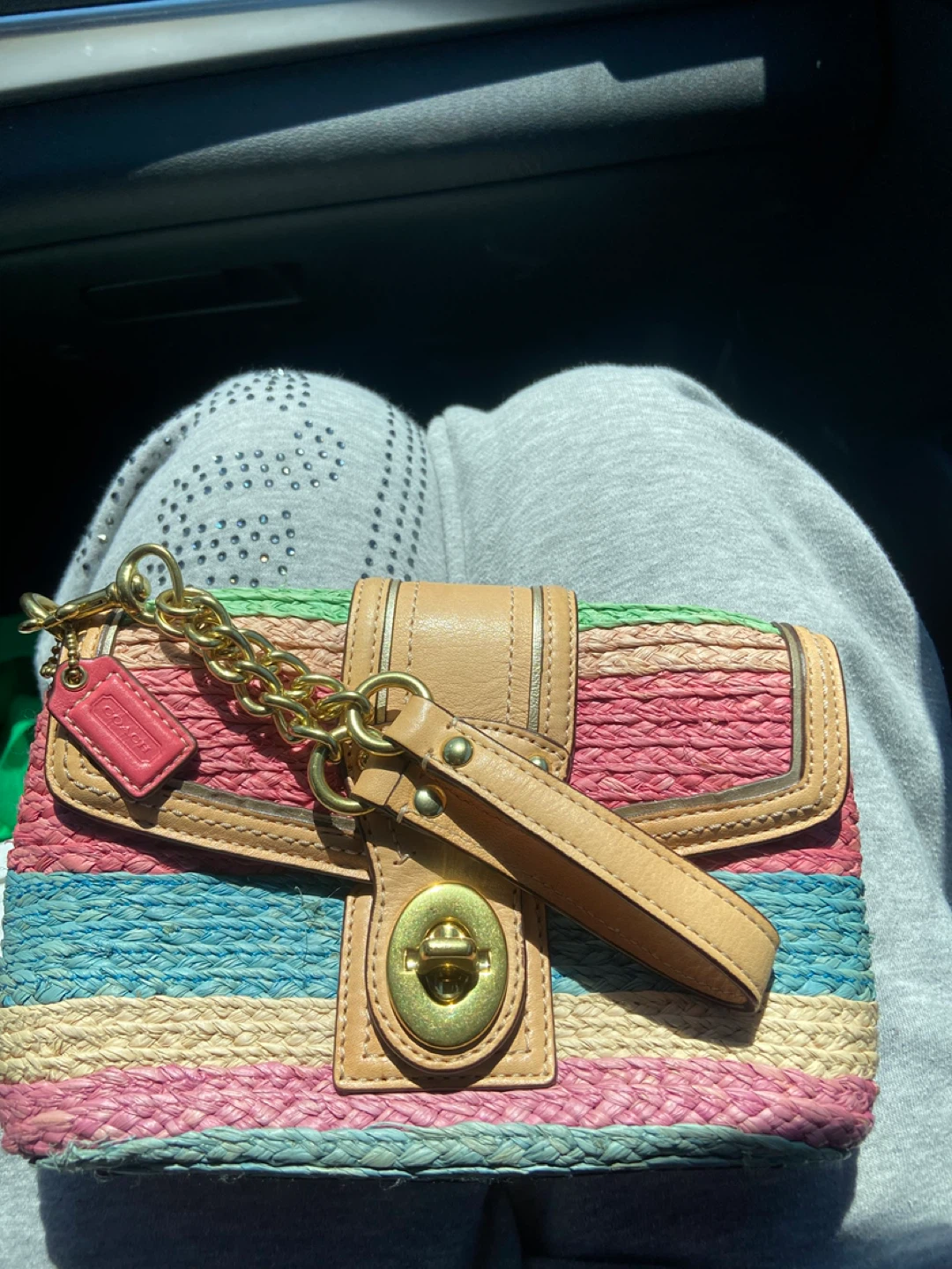 Coach  multicoloured Straw wristlet vintage