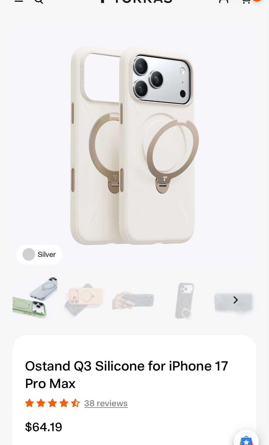 NEW TORRAS Ostand Q3 Silicone Case for iPhone 17 Pro Max - White - photo 2