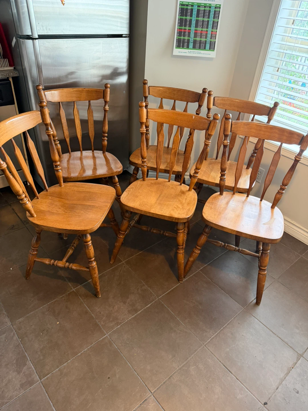 Set of 6 Wooden Dining Chairs