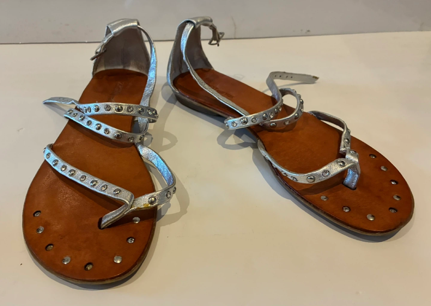 Silver Studded Flat Sandals - photo 2