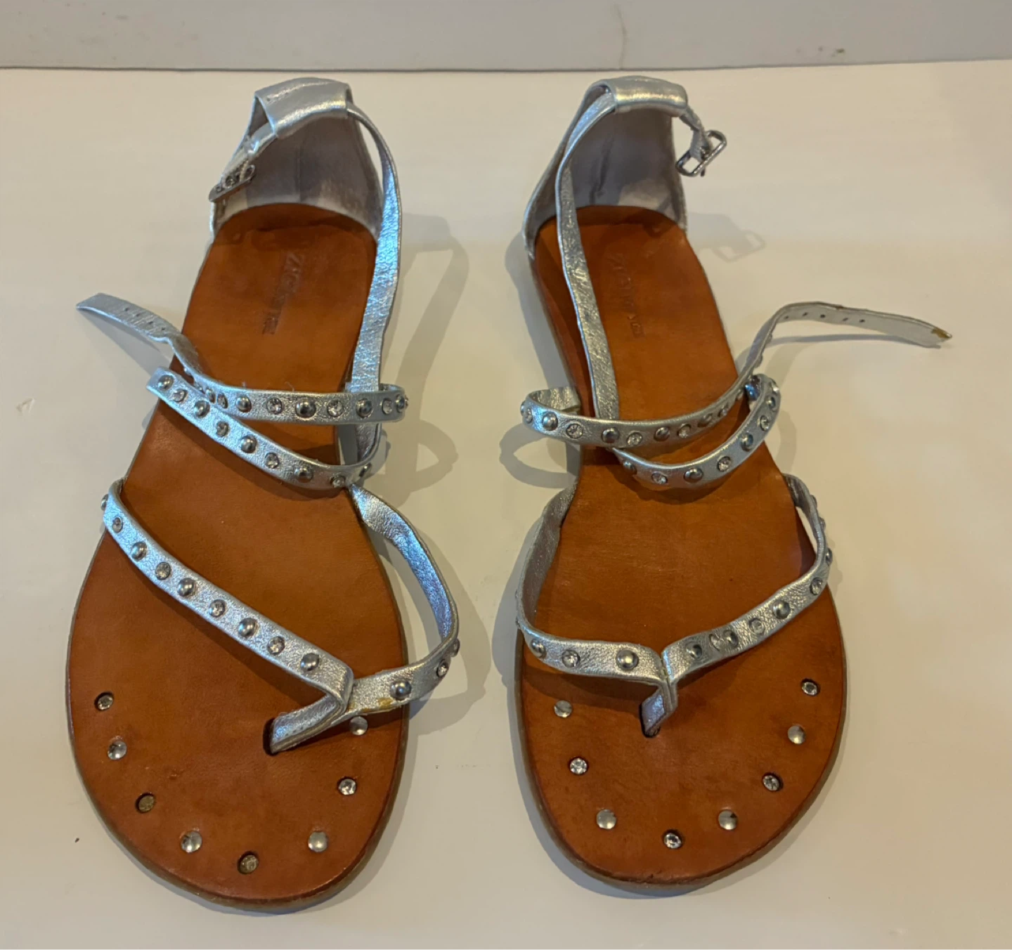 Silver Studded Flat Sandals