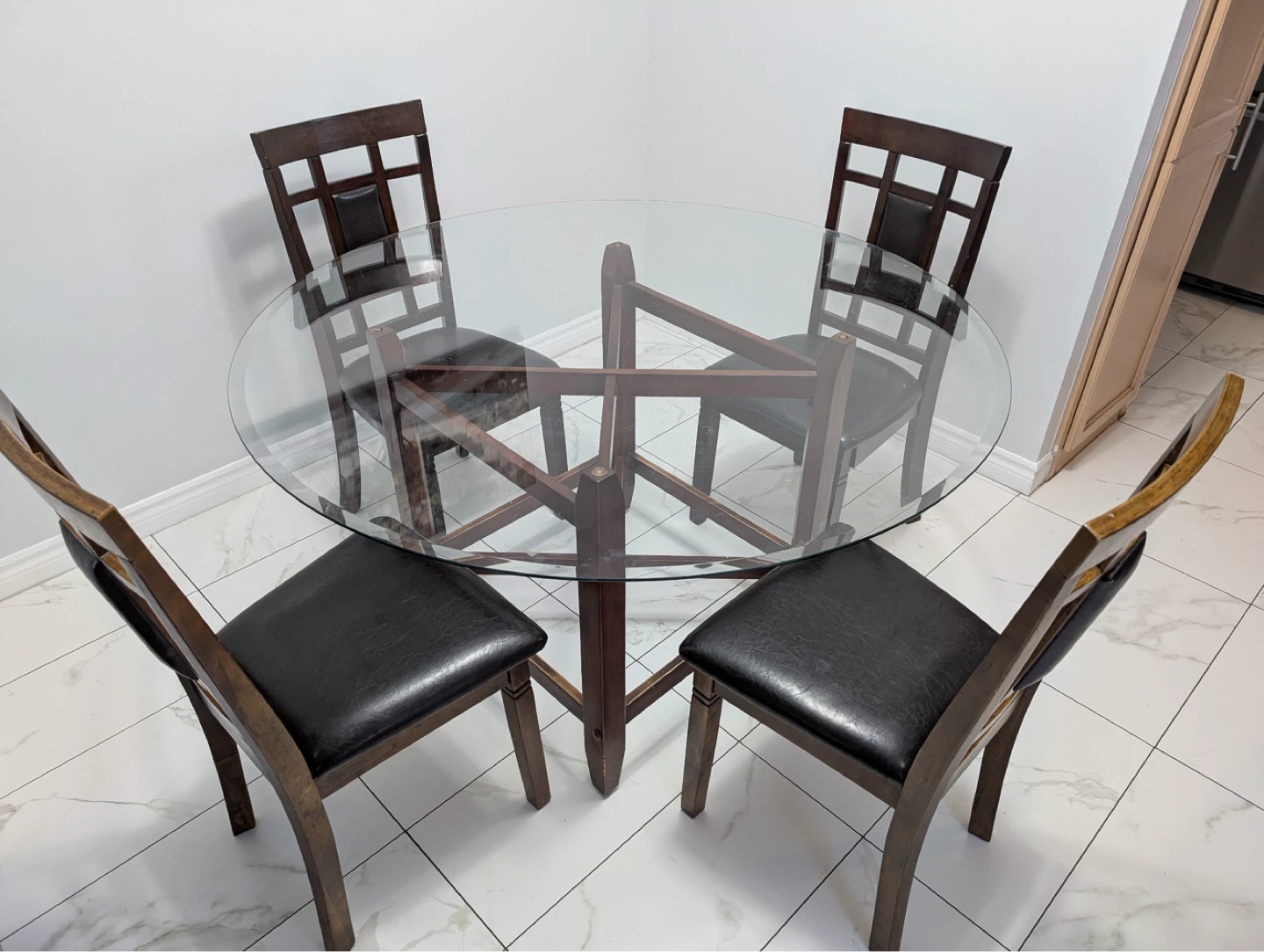 Glass Top Dining Table with 4 Chairs