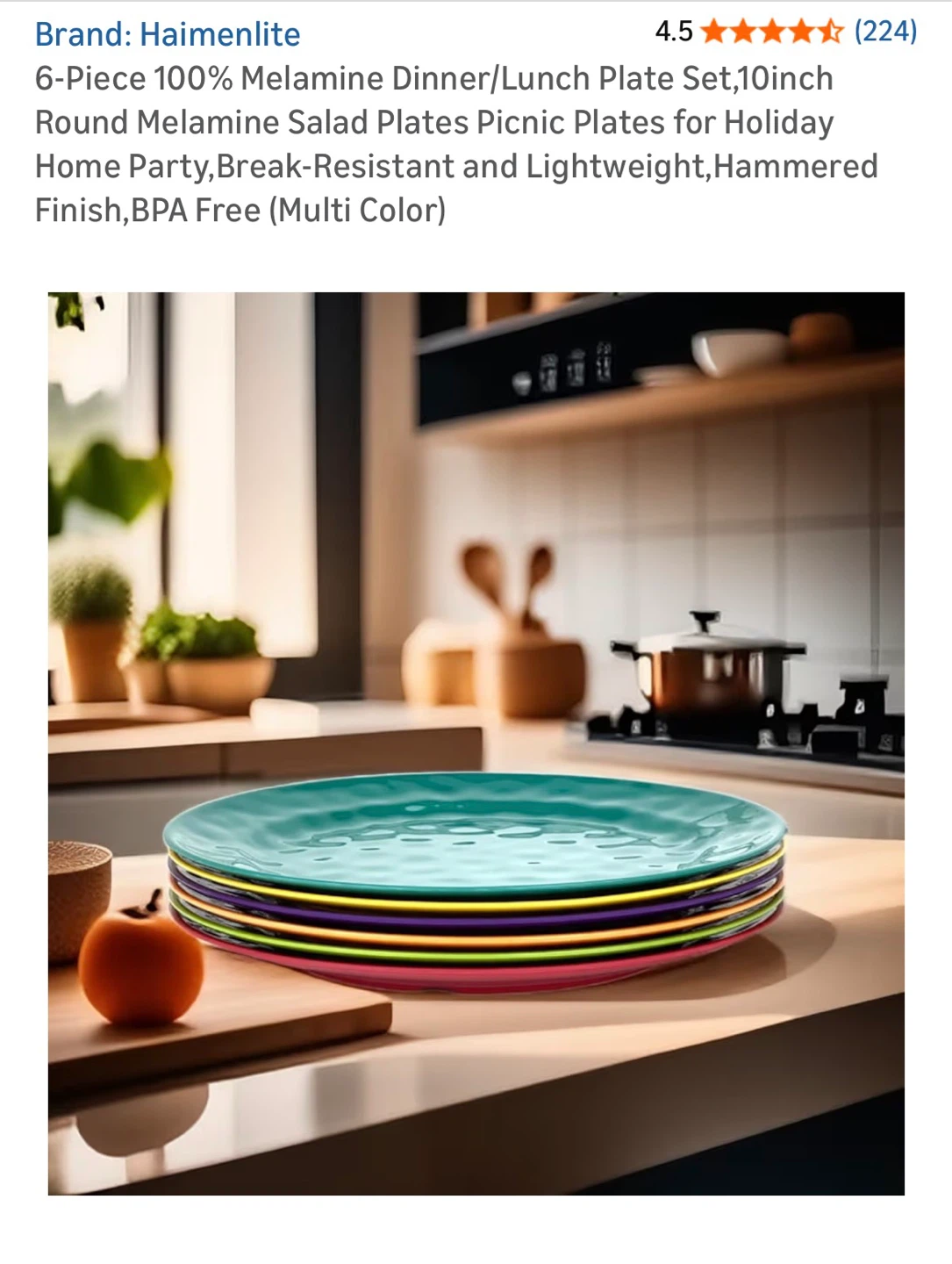 5 Piece Melamine Dinner Plate Set - photo 4