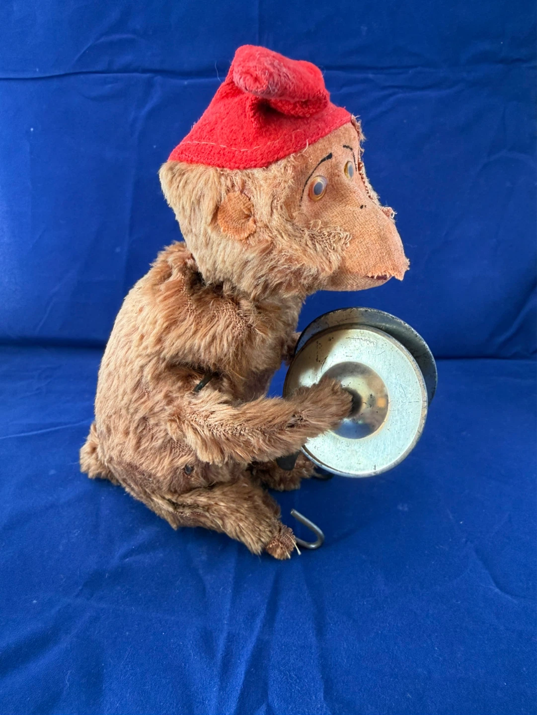 Vintage Mechanical Monkey Toy with Cymbals