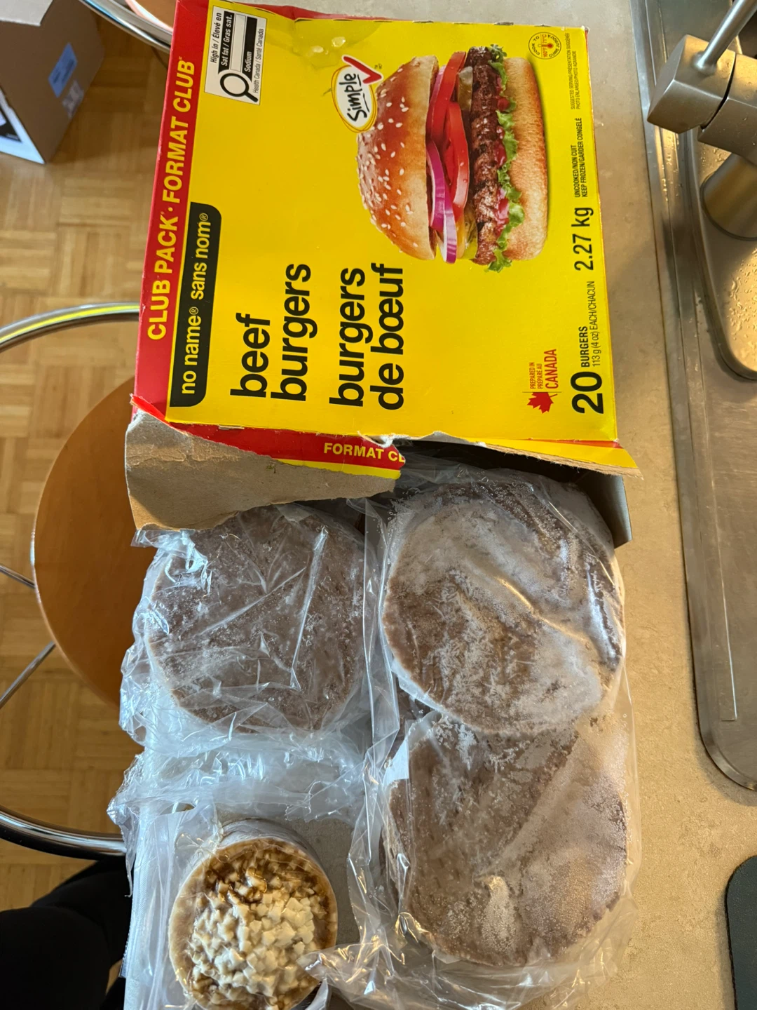 Jo name brand beef burgers + 3 onion soups