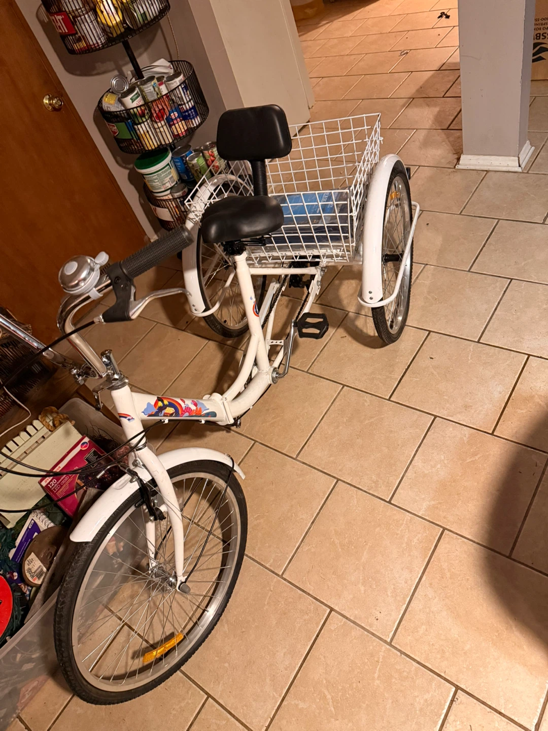 White 3-Wheel Adult Tricycle with Basket