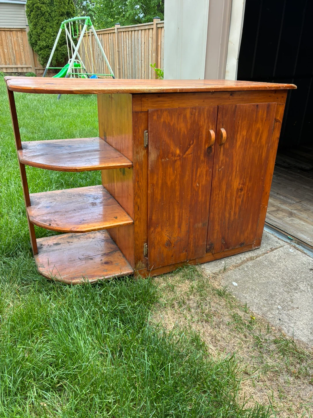 Hand Made Wooden Shelf Unit with Cabinet