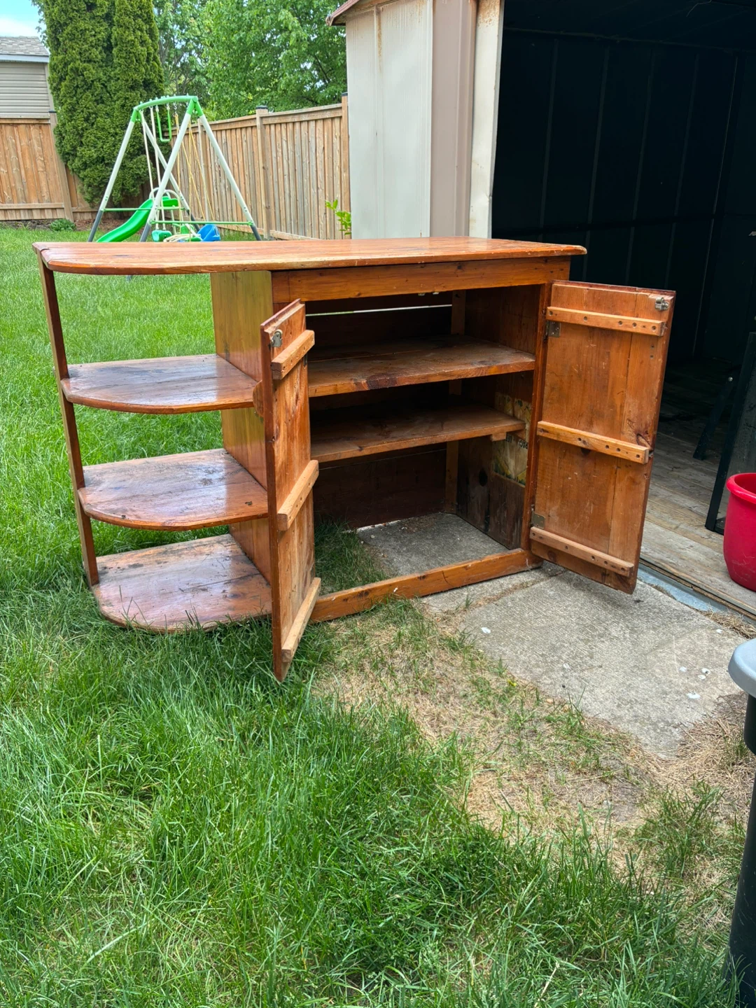 Hand Made Wooden Shelf Unit with Cabinet - photo 2