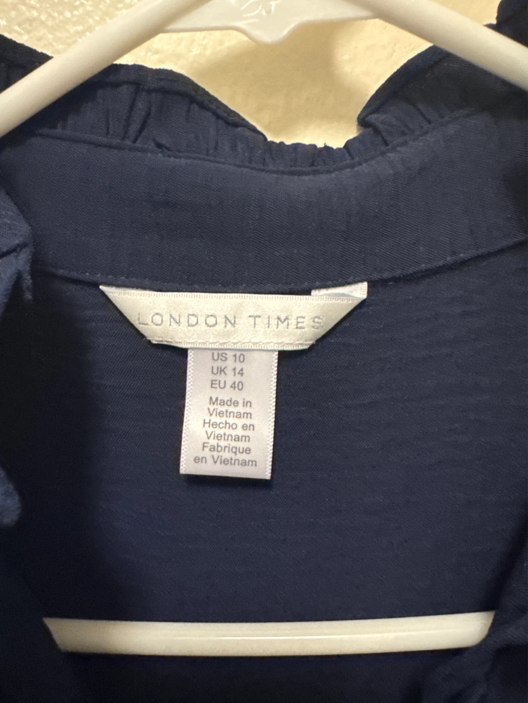 London Times Navy Ruffled Jumpsuit US 10 - photo 3