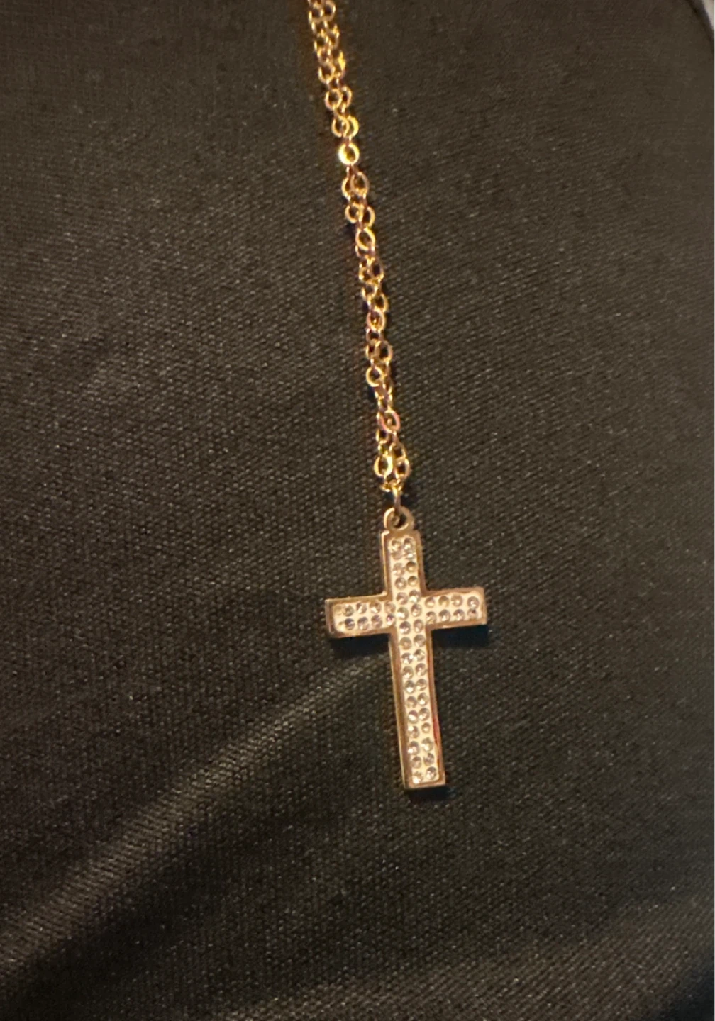Gold-tone cross necklace