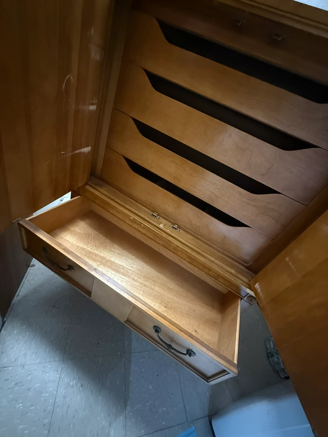 Vintage Wooden Armoire with Drawers - photo 5