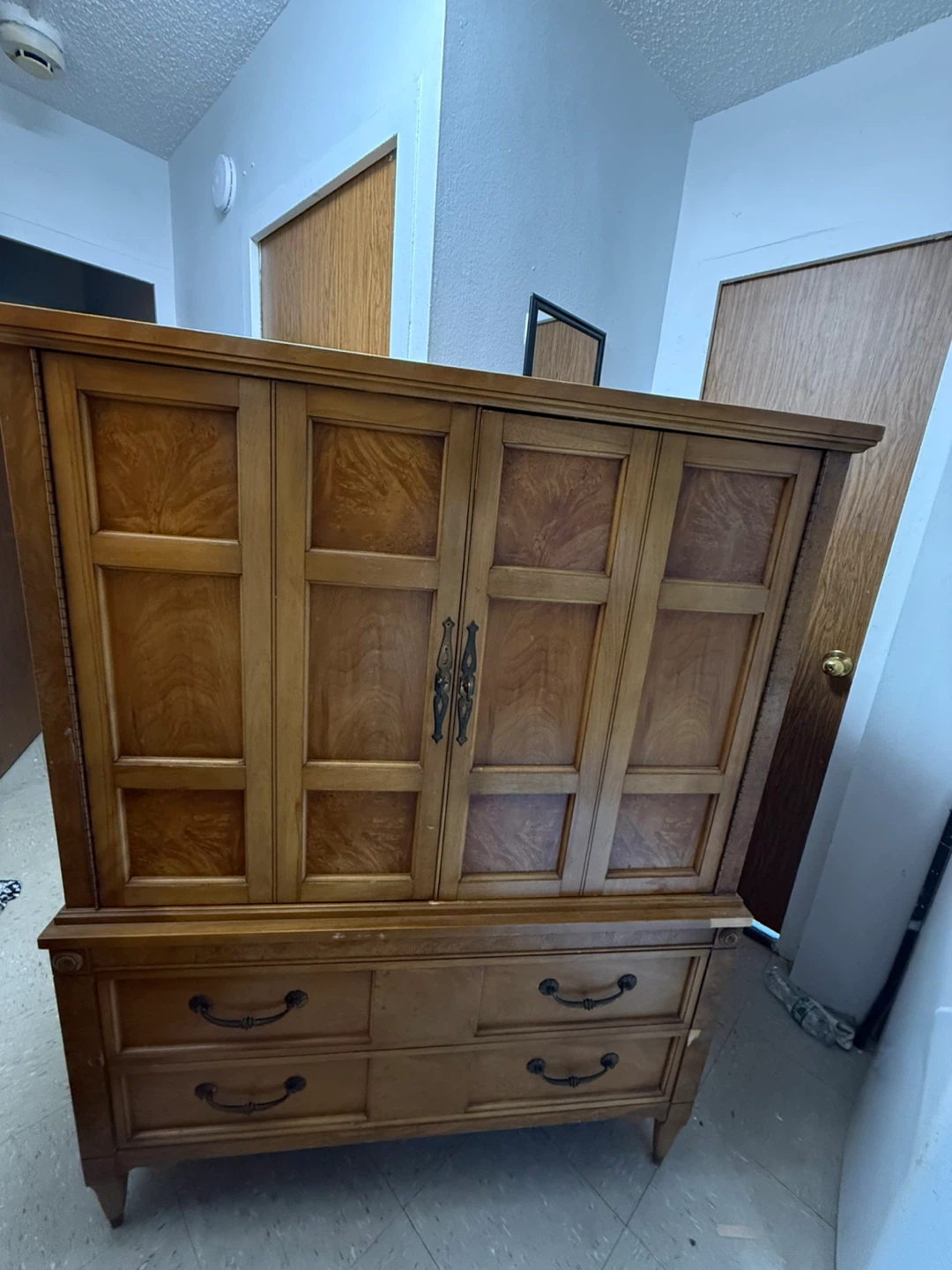Vintage Wooden Armoire with Drawers - photo 2