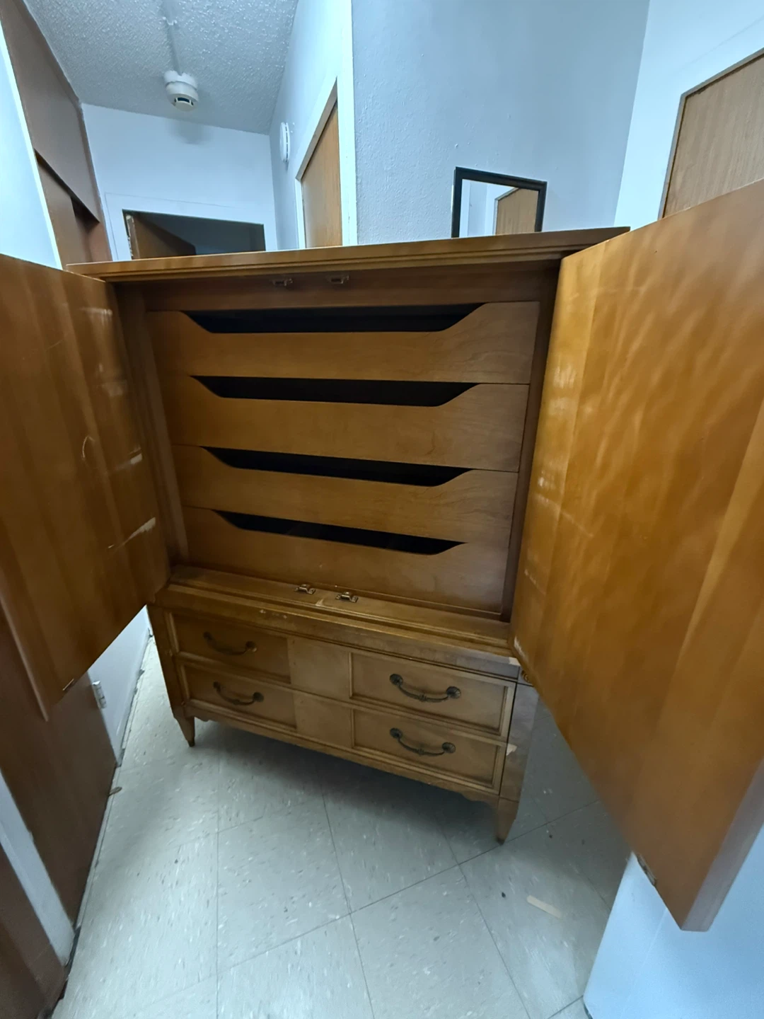 Vintage Wooden Armoire with Drawers - photo 3