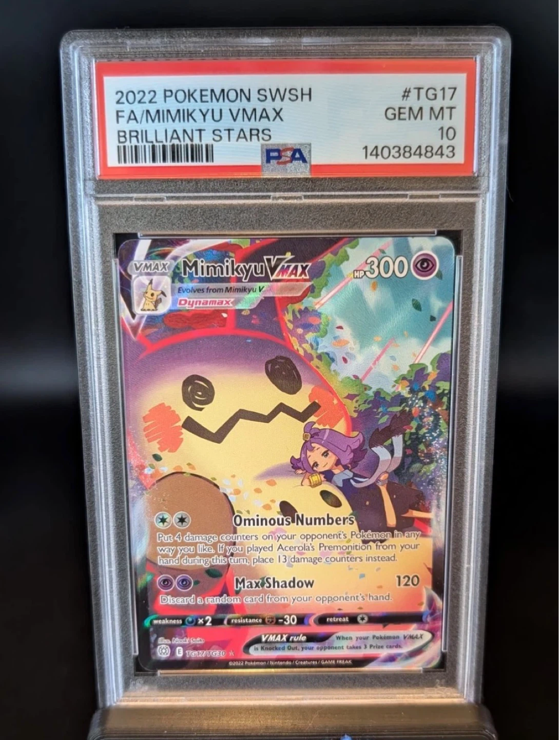 Mimikyu VMAX Brilliant Stars TG17 psa 10