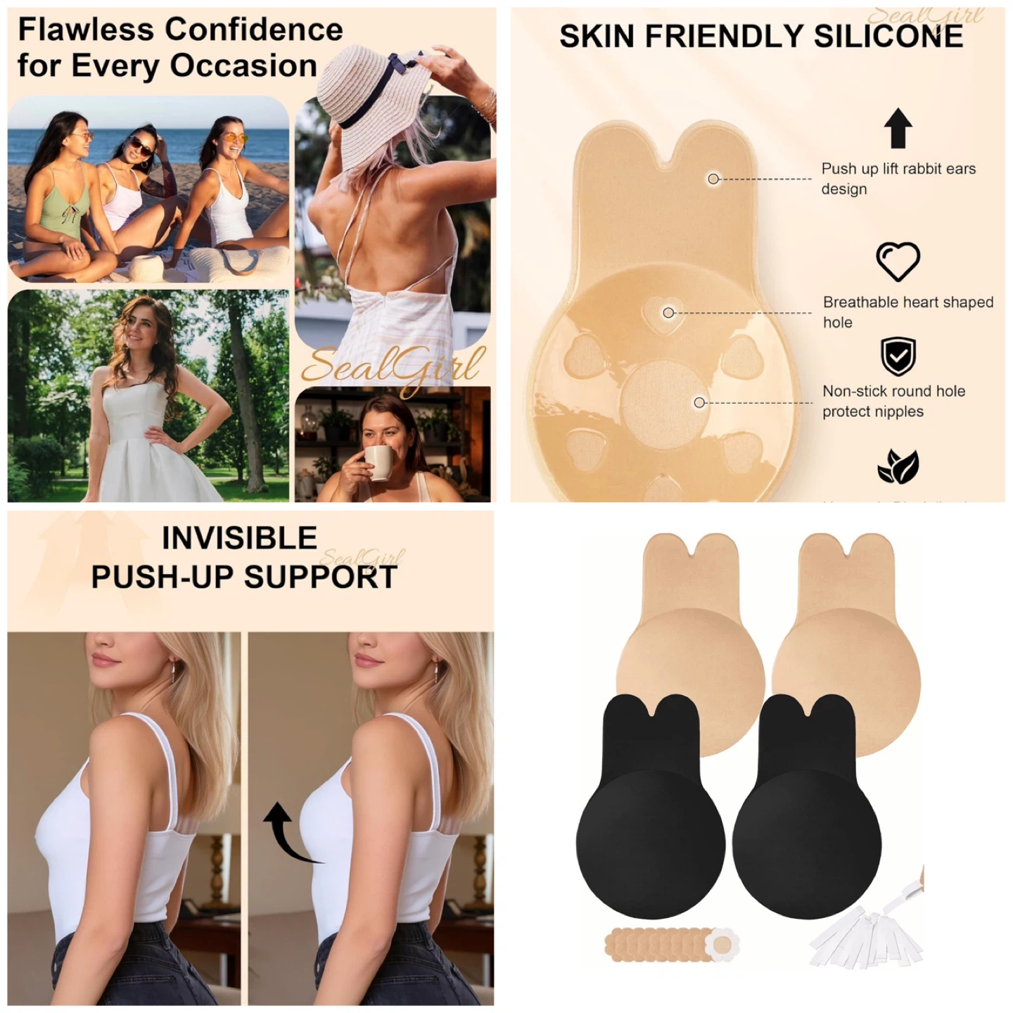 SealGirl Invisible Push-Up Nipple Covers (2 Pairs)