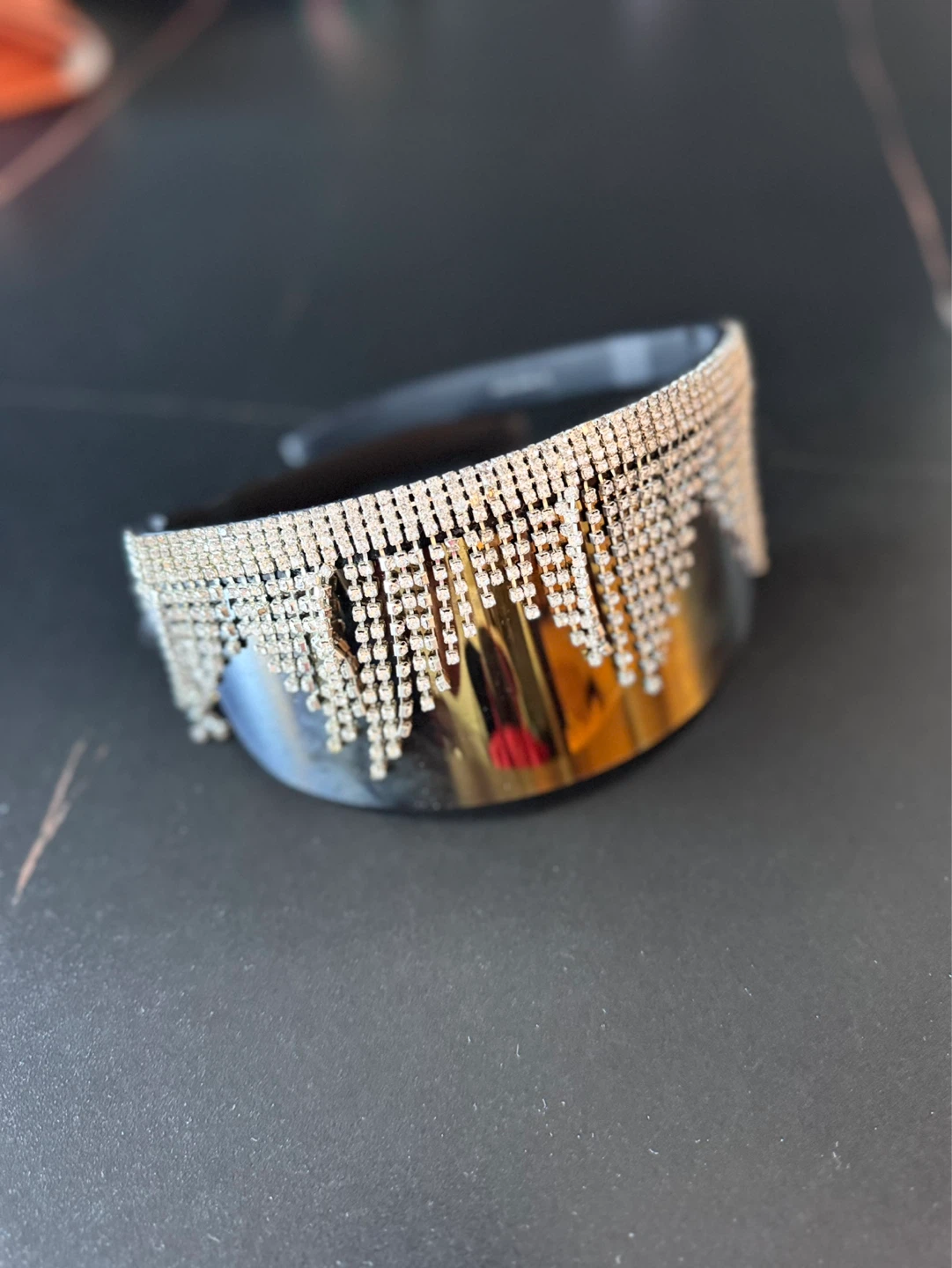Sparkly Rhinestone Visor Sunglasses