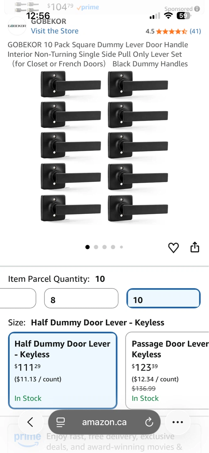 GOBEKOR Black Square Dummy Door Handles - 10 Pack