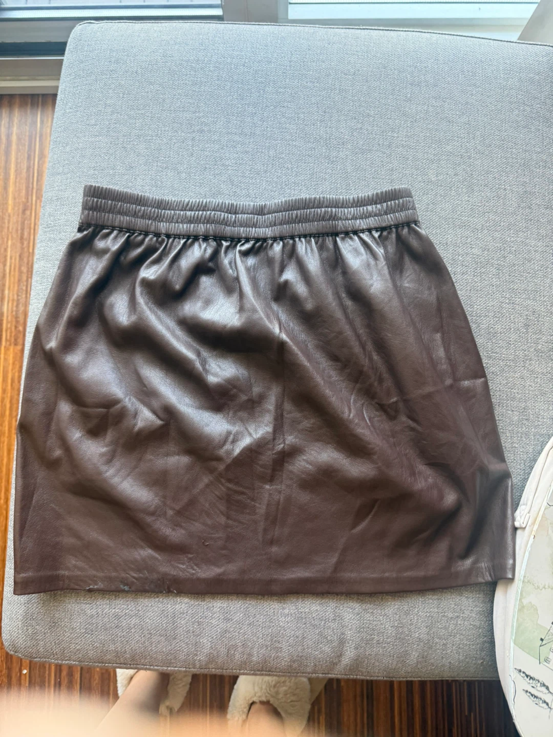 Babaton Faux Leather Mini Skirt - Brown, Size M