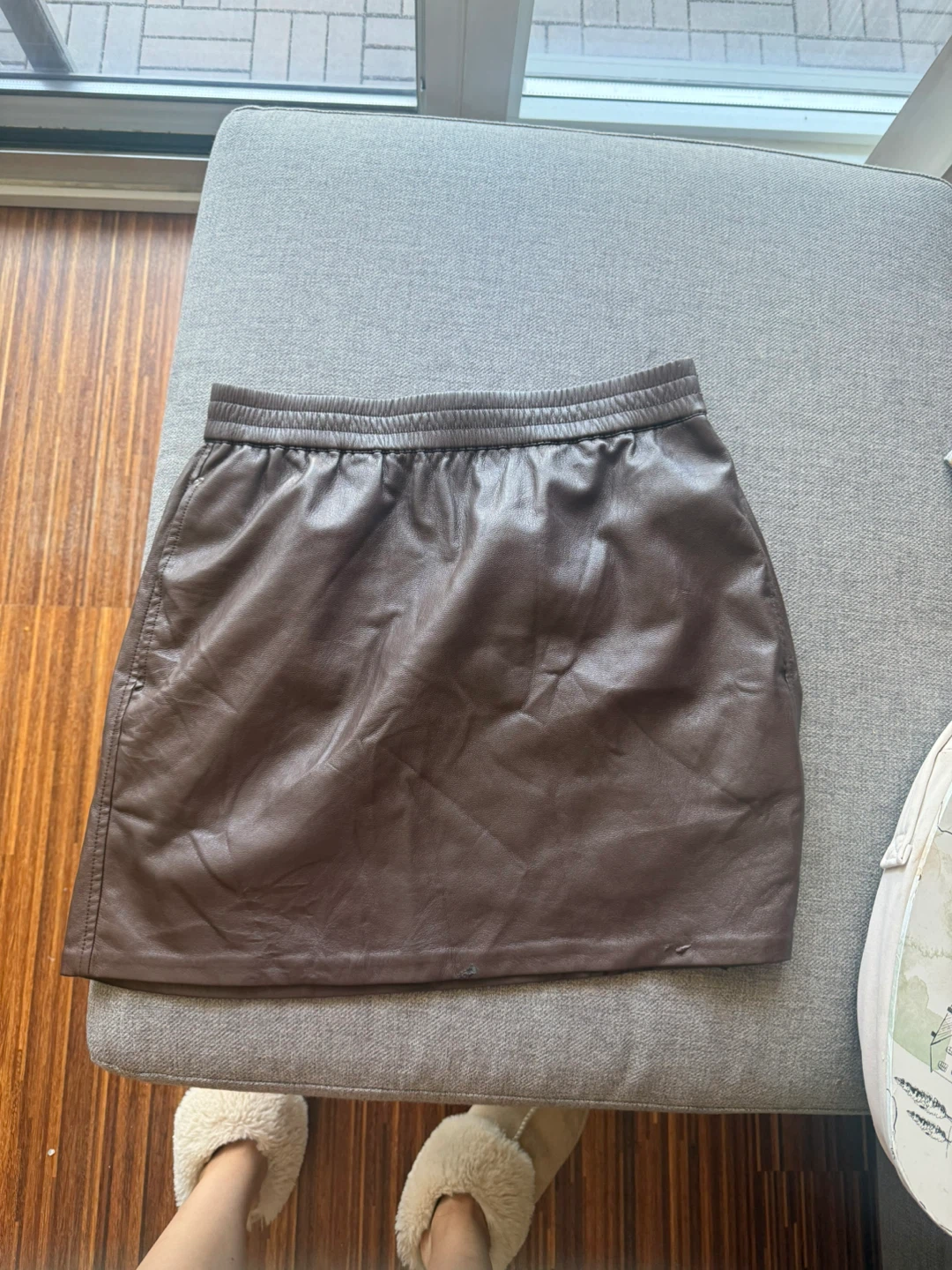 Babaton Faux Leather Mini Skirt - Brown, Size M - photo 3