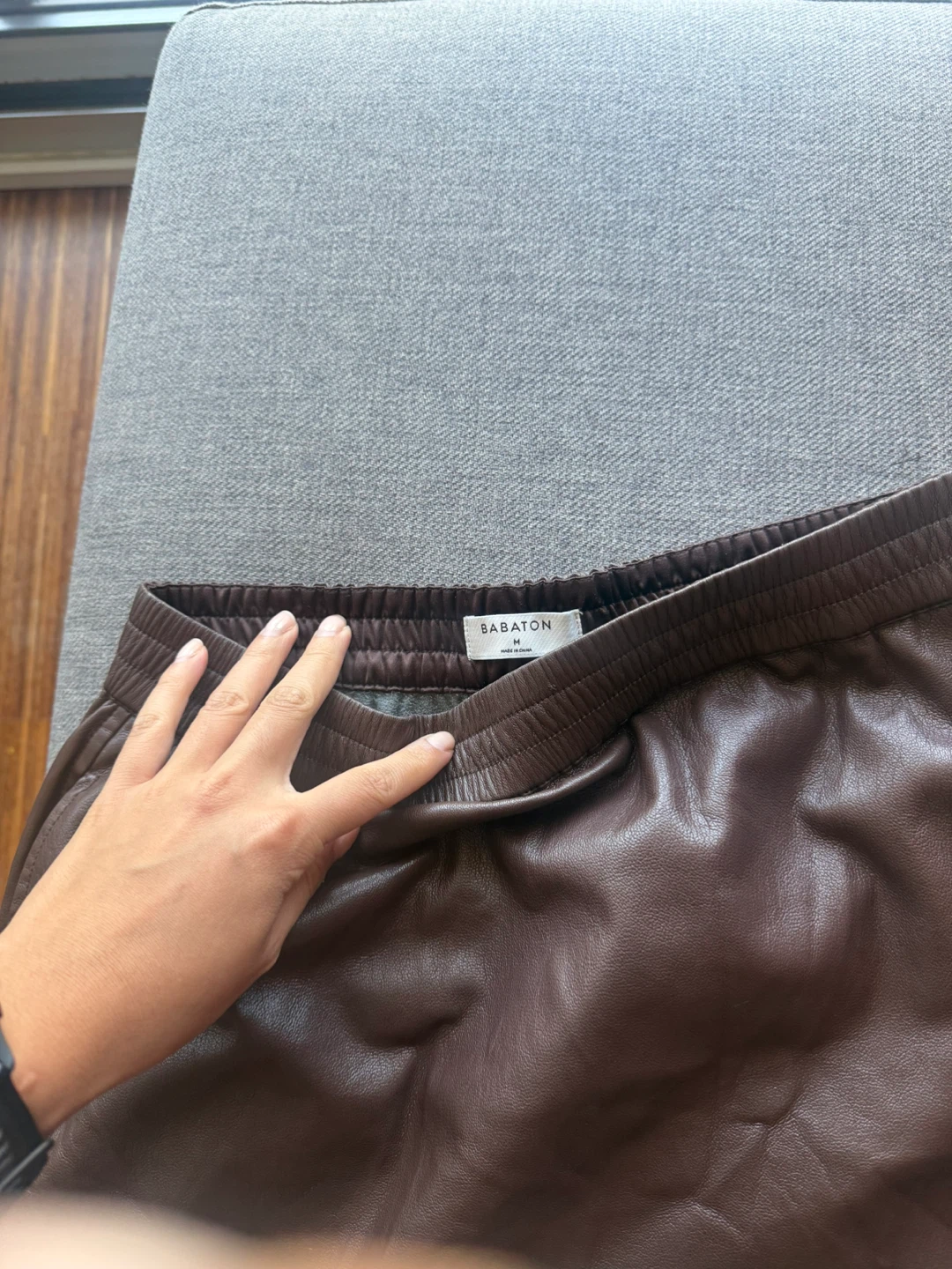 Babaton Faux Leather Mini Skirt - Brown, Size M - photo 2