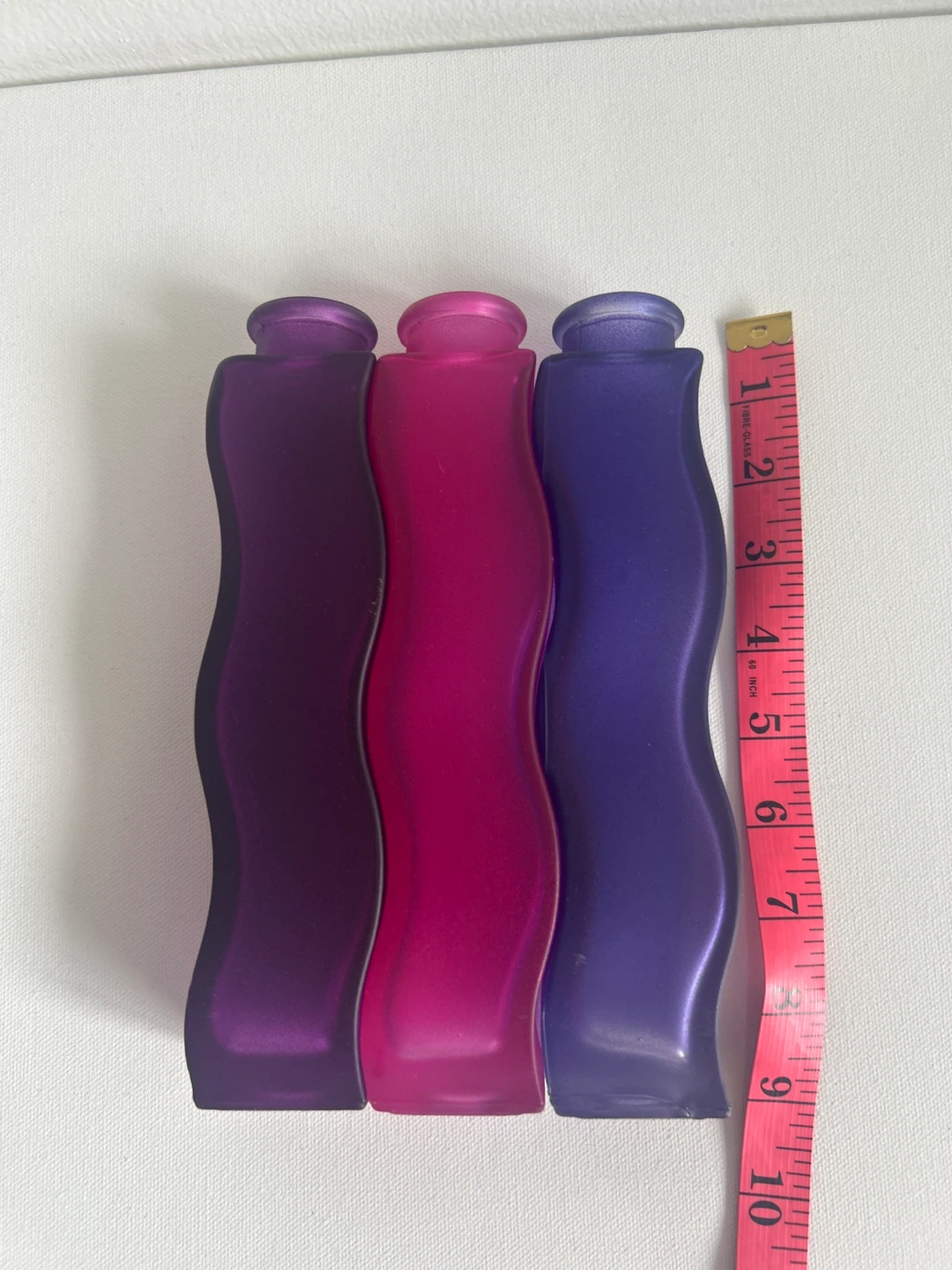 Set of 3 Frosted Wavy Vases - Purple, Pink, Blue - photo 3