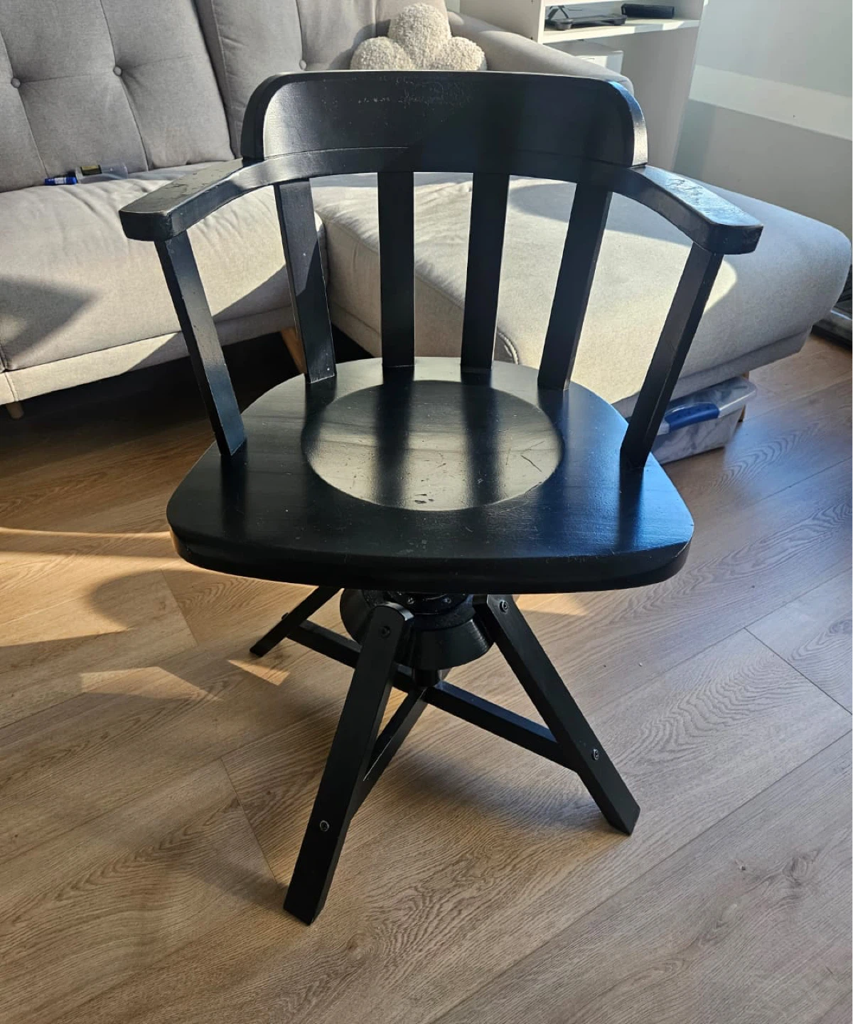 Black Wooden Swivel Chair - photo 2