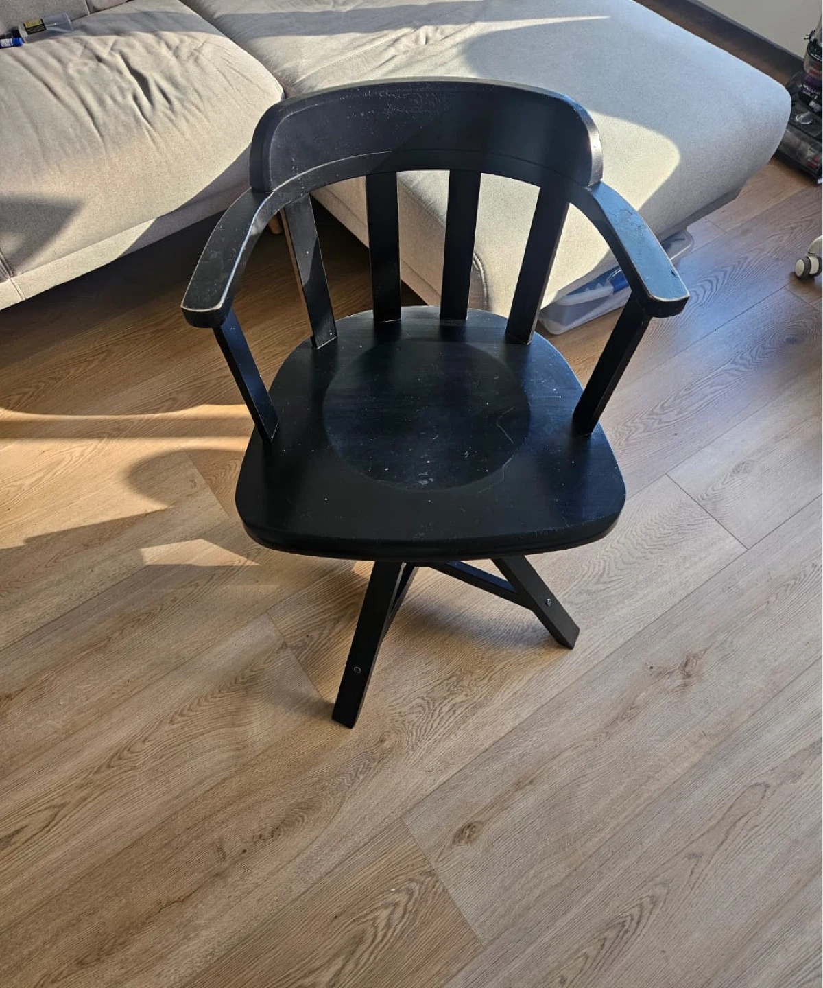 Black Wooden Swivel Chair