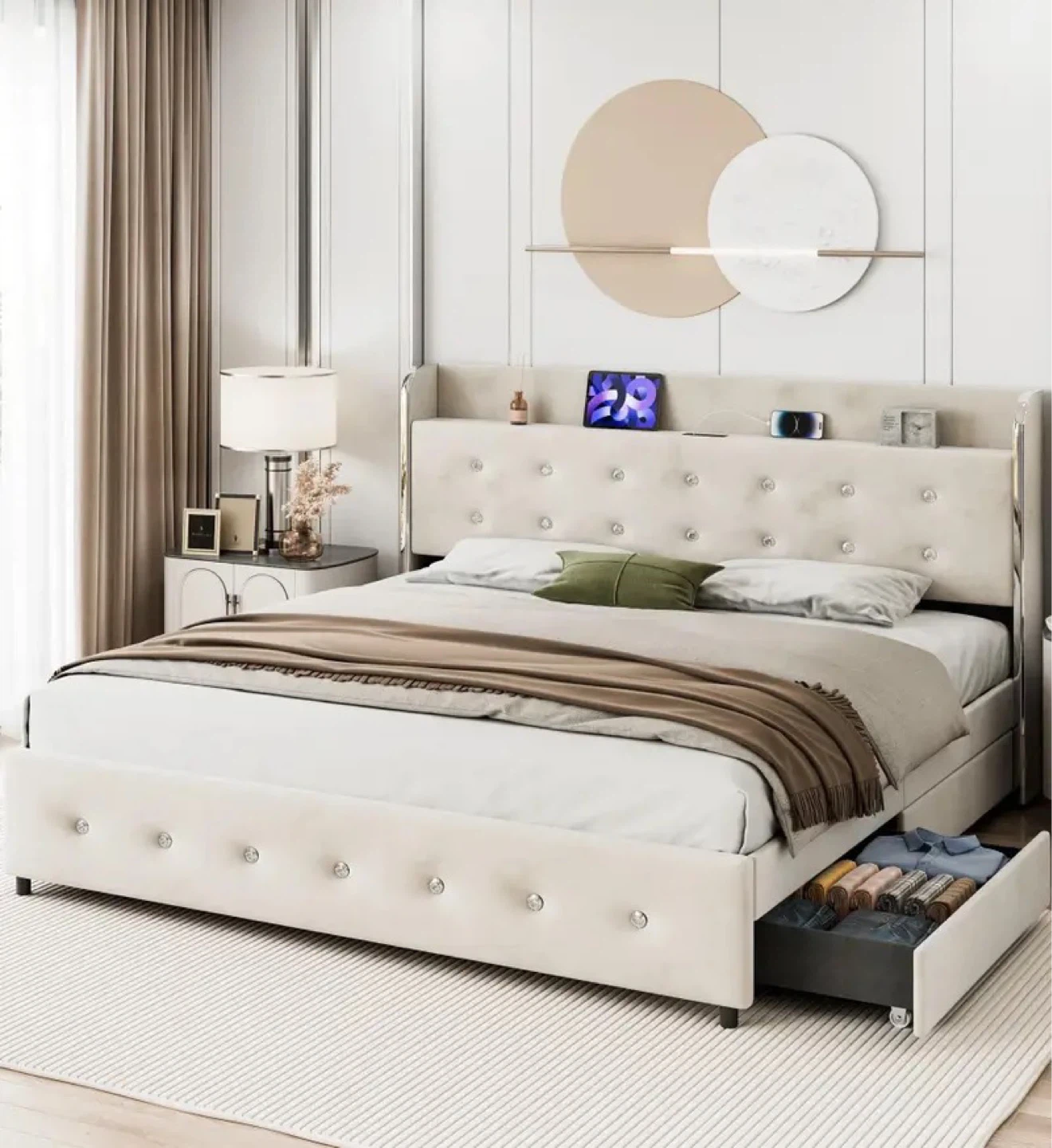 IDEALHOUSE Full Bed Frame with 4 Storage Drawers - photo 2