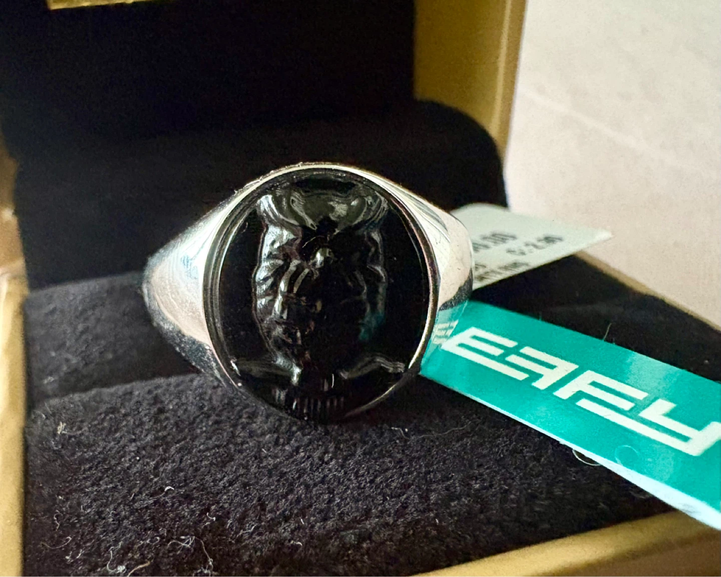 EFFY Sterling Silver Onyx Owl Signet Ring Size 10 NWT