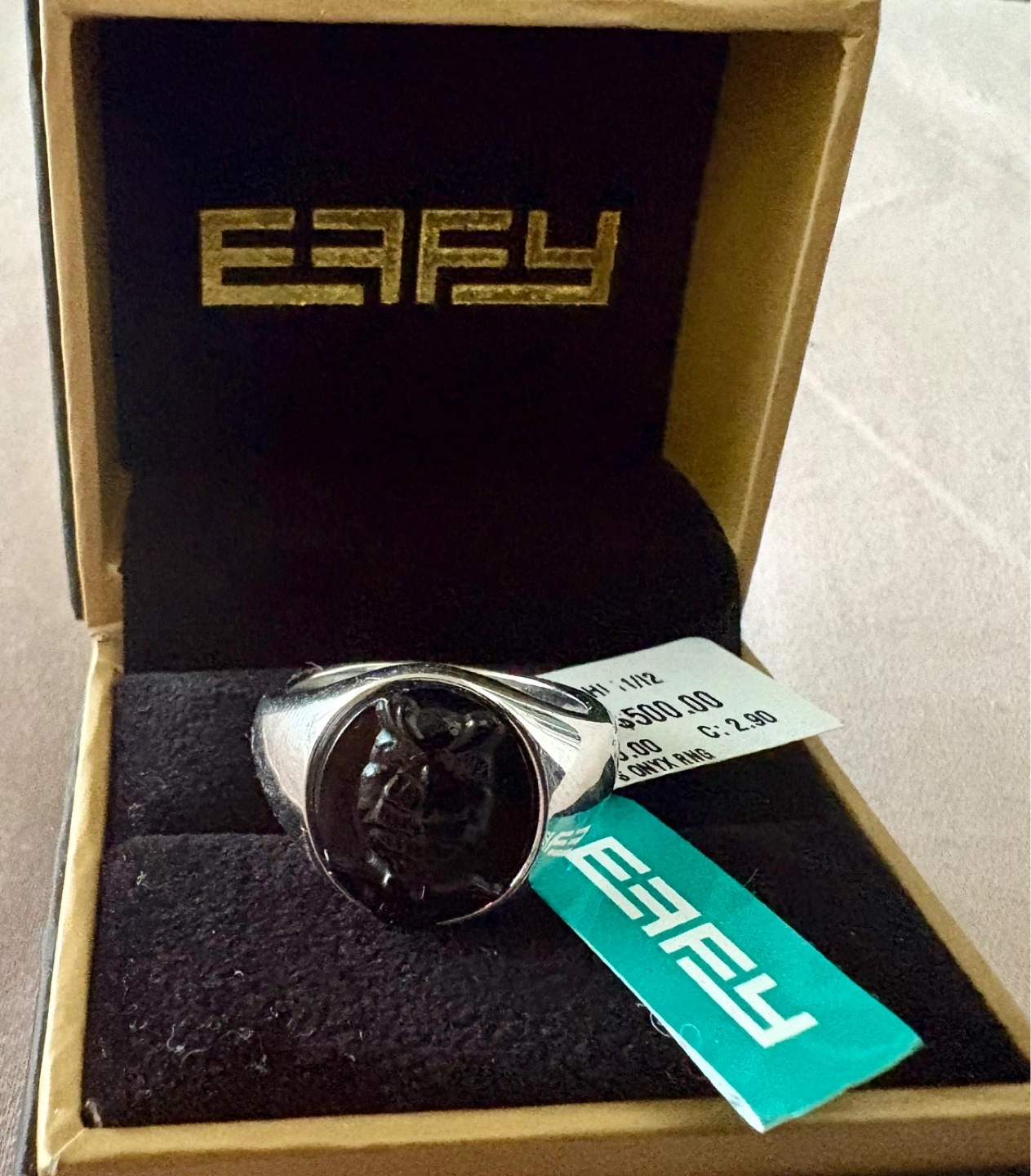EFFY Sterling Silver Onyx Owl Signet Ring Size 10 NWT - photo 2