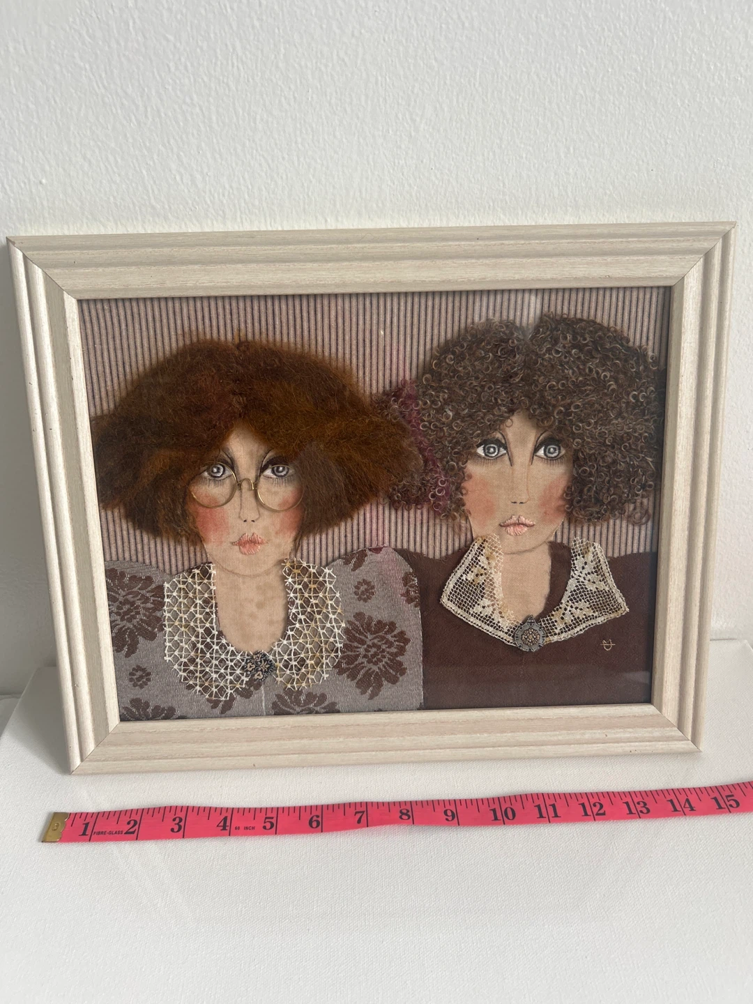 Framed Folk Art Picture of Two Women