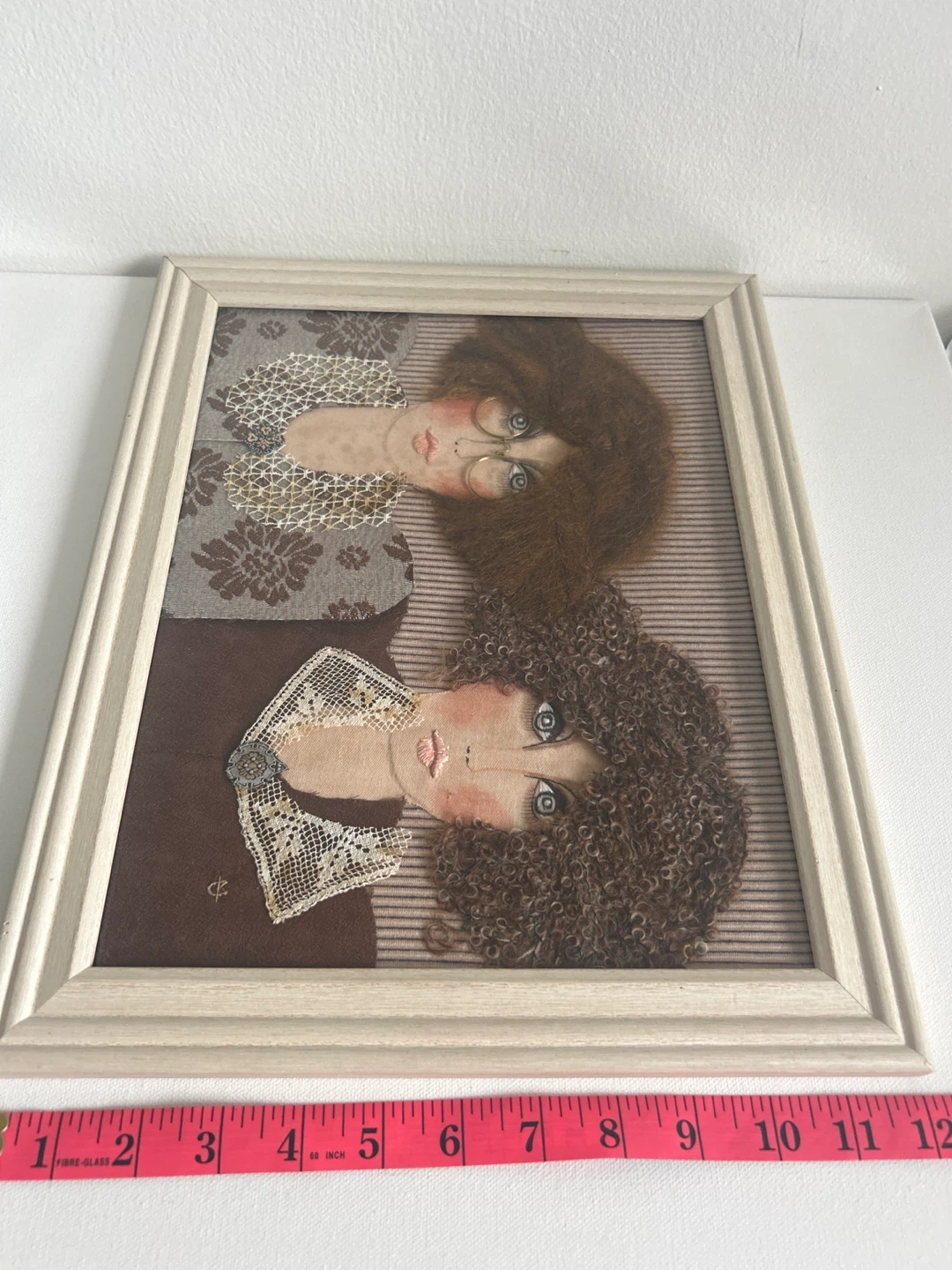 Framed Folk Art Picture of Two Women - photo 4