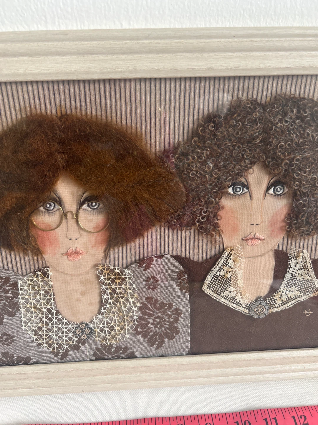 Framed Folk Art Picture of Two Women - photo 2