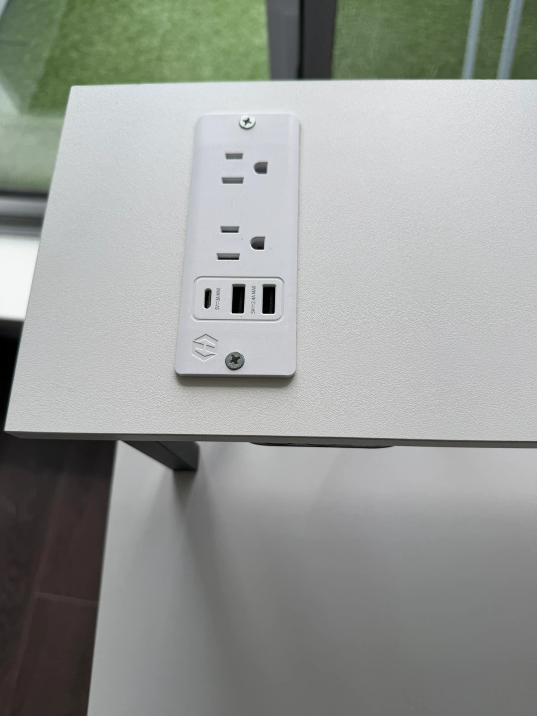 White Desk with Power Outlets and Shelving - photo 2