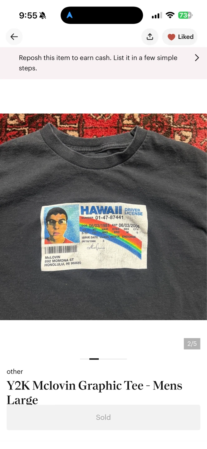 Y2K McLovin Graphic Tee - Mens Large