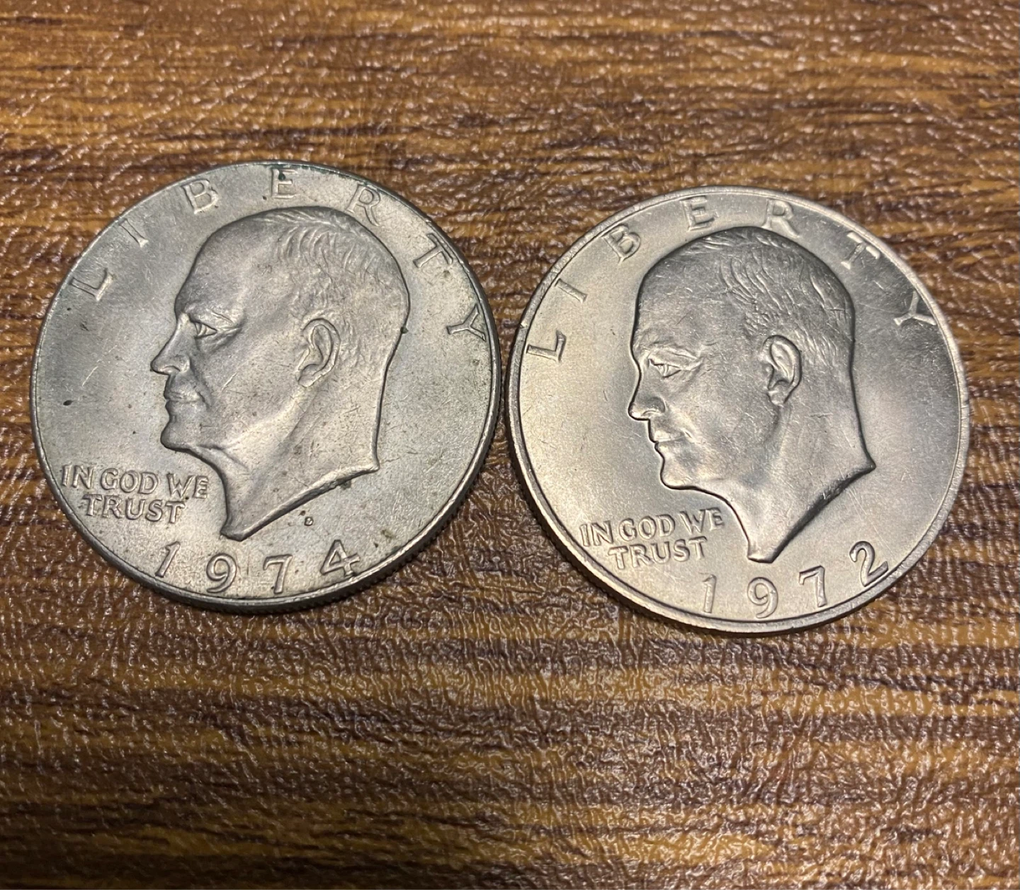 Two Eisenhower Dollar Coins - 1972 & 1974