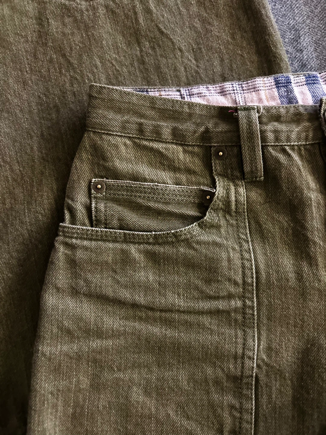 12OZ OLIVE GREEN BAGGY SELVEDGE FATIGUES - photo 3