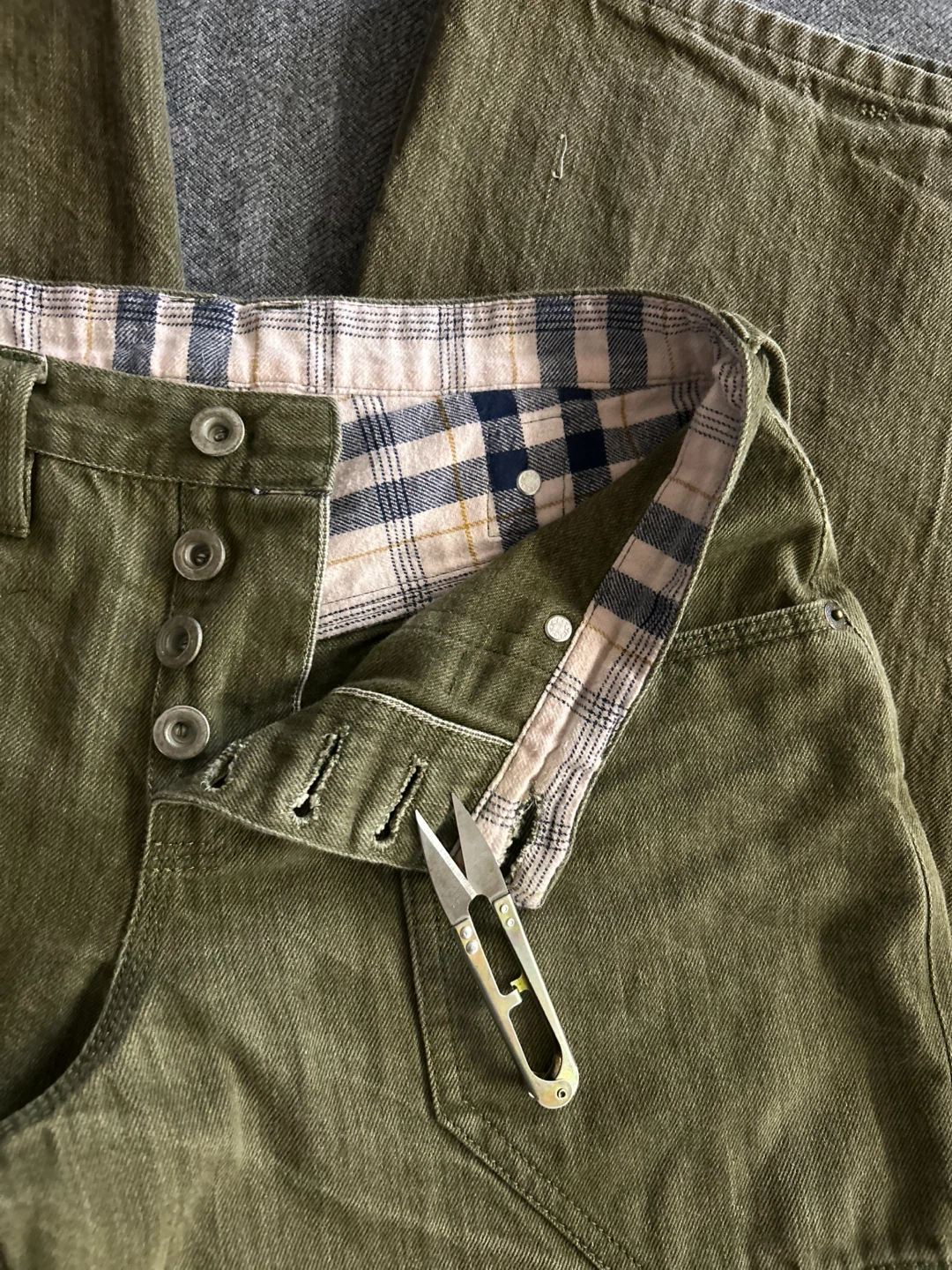 12OZ OLIVE GREEN BAGGY SELVEDGE FATIGUES - photo 5