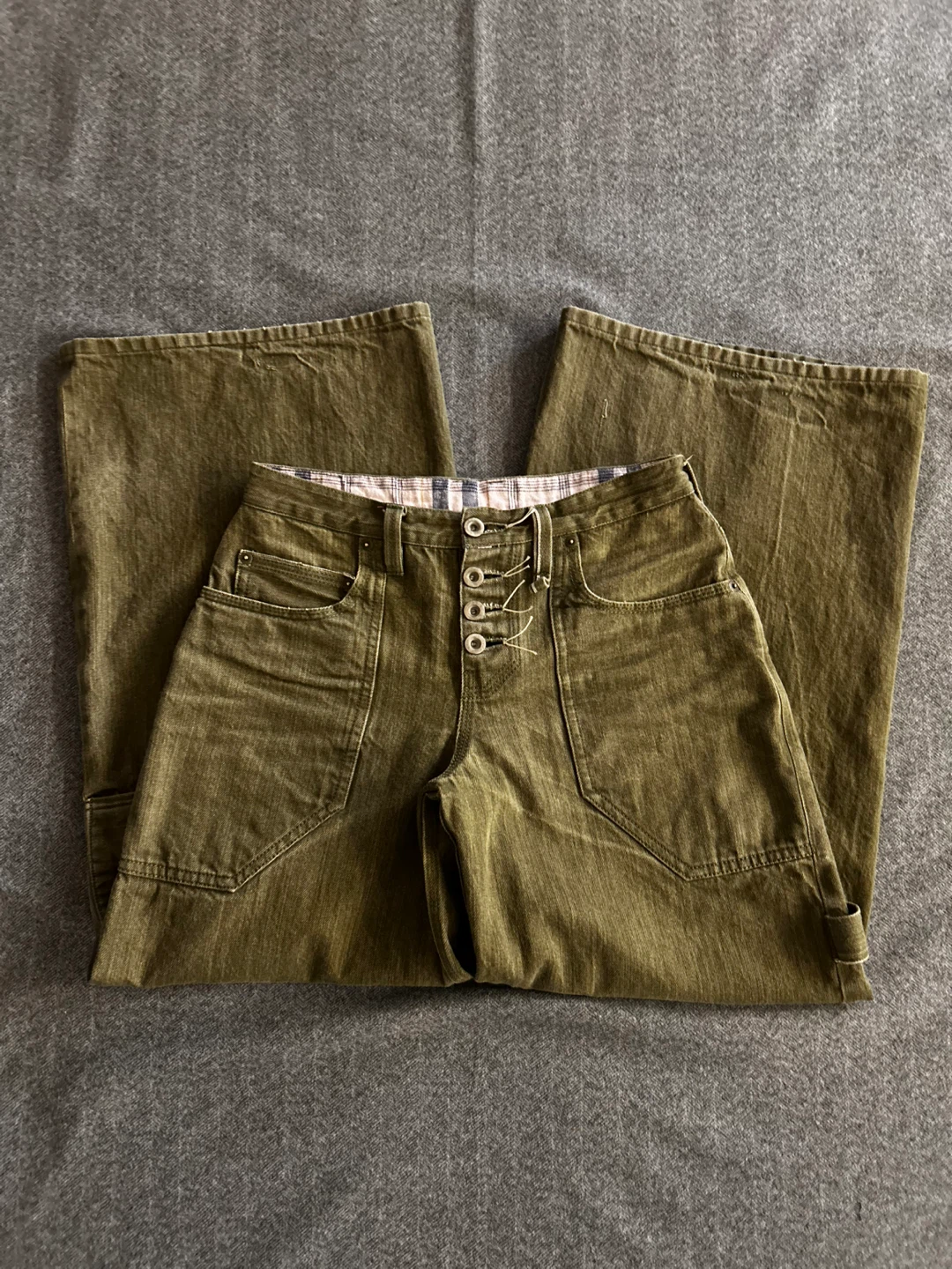 12OZ OLIVE GREEN BAGGY SELVEDGE FATIGUES