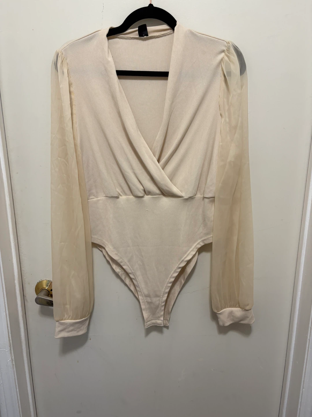 Cream Ribbed Bodysuit- XL