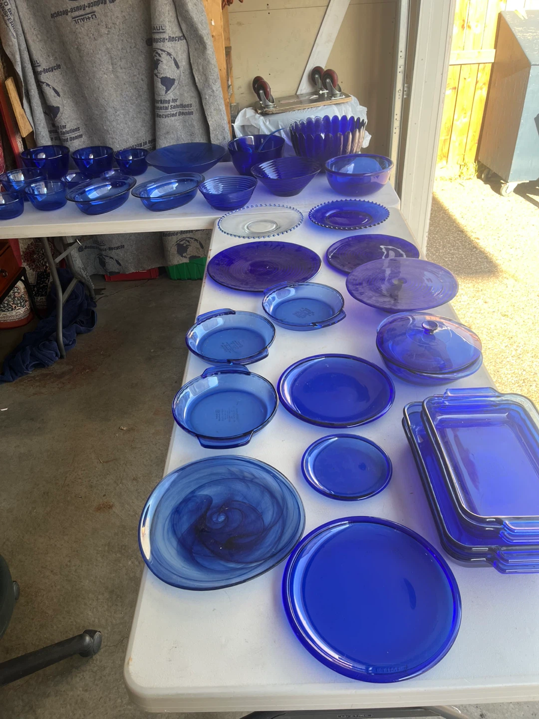 Bright Blue Glass Dishes, Cookware & Decor 54 pieces