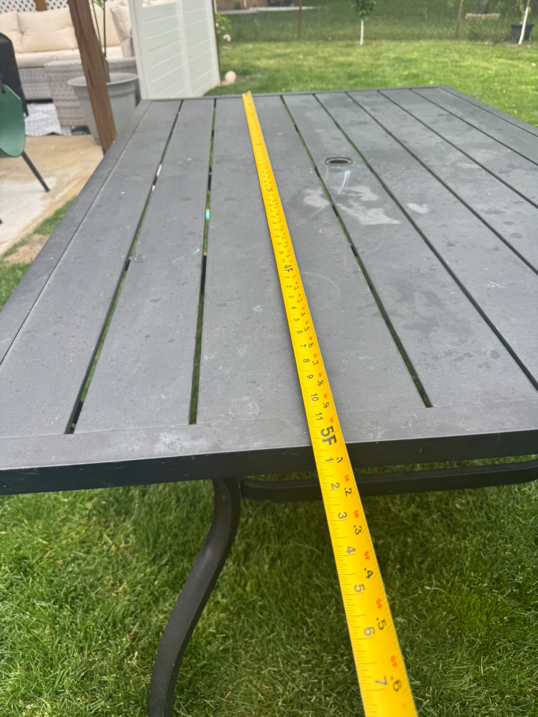 Dark Gray Metal Outdoor Dining Table