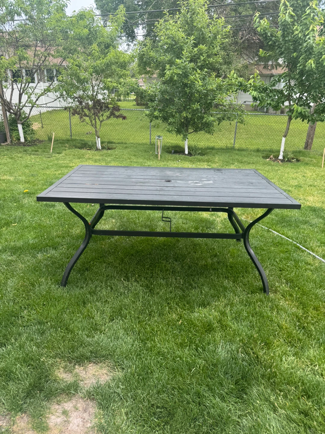 Dark Gray Metal Outdoor Dining Table - photo 4