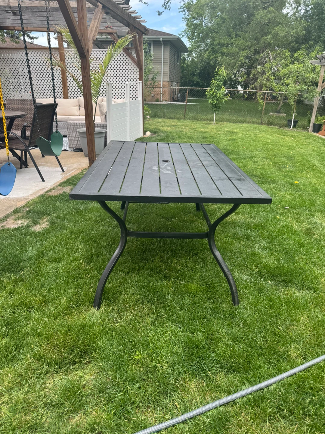 Dark Gray Metal Outdoor Dining Table - photo 3