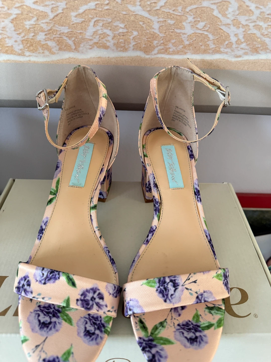 Blue by Betsey Johnson Floral Block Heel Sandals