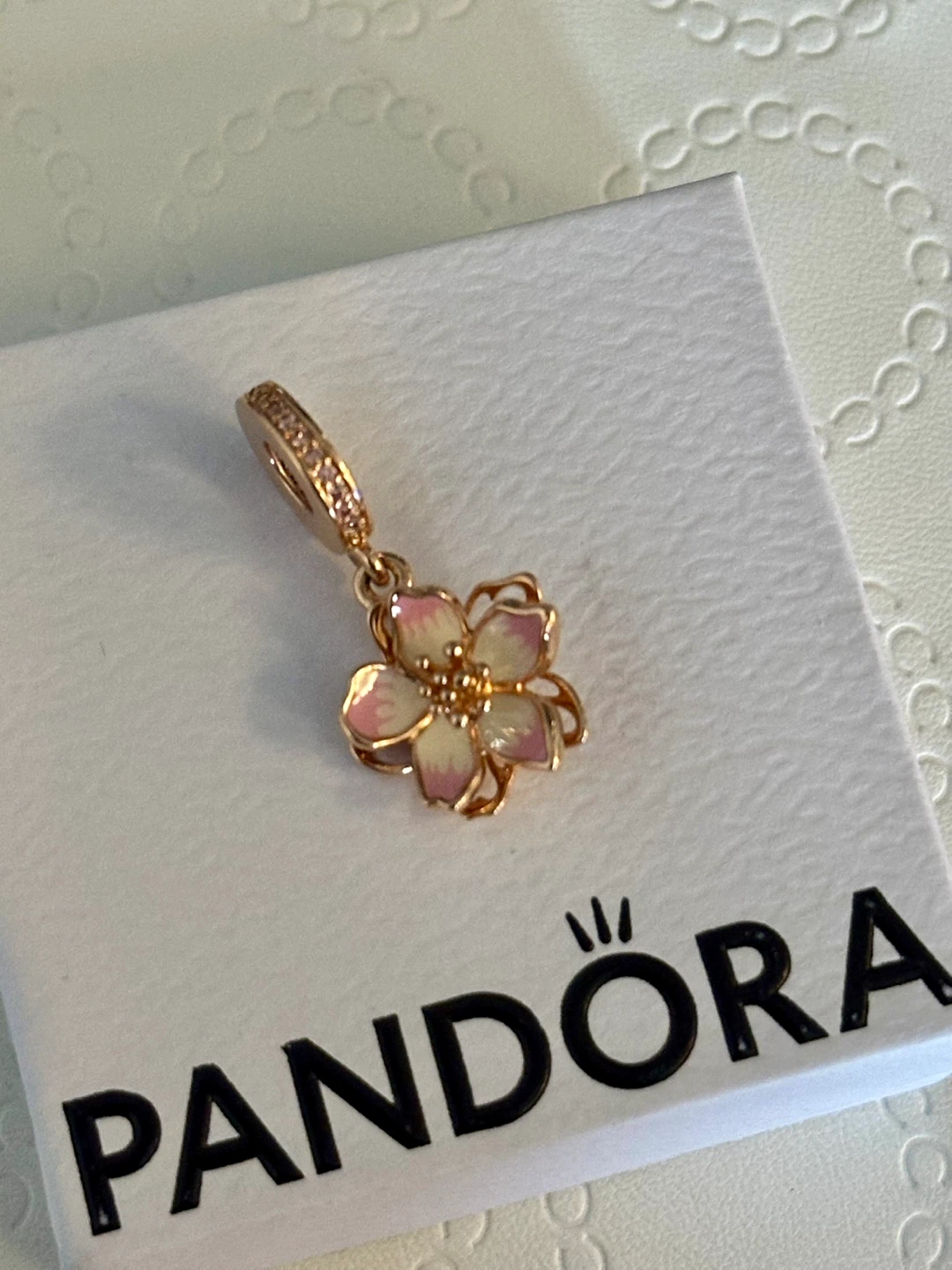 Pandora Cherry Blossom Dangle Charm 14k Rose Gold-Plated