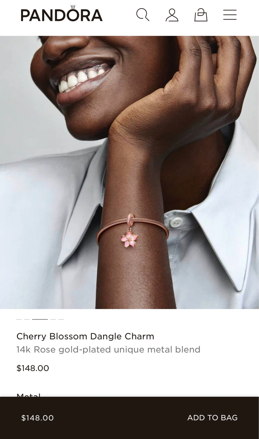 Pandora Cherry Blossom Dangle Charm 14k Rose Gold-Plated - photo 2