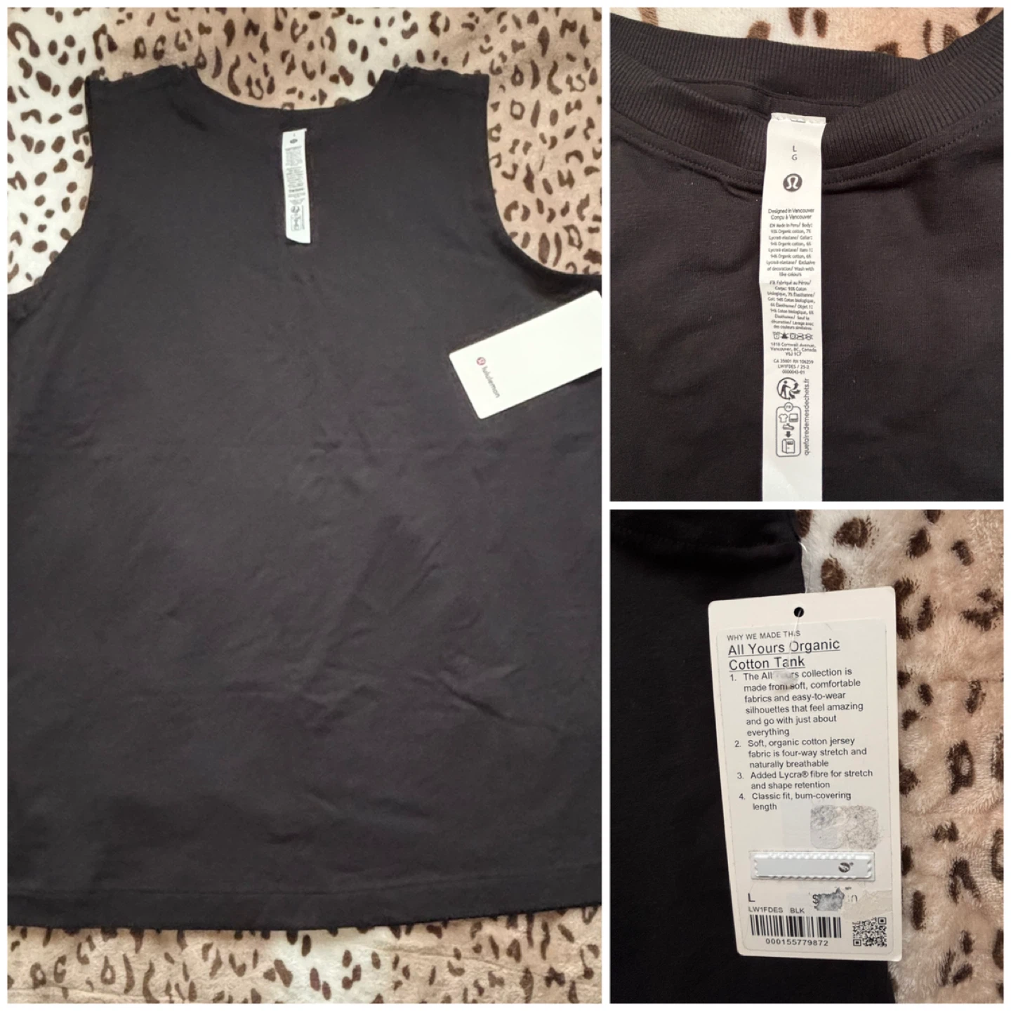 (Lululemon) Organic Cotton Tank Top - *Black/Size Large*